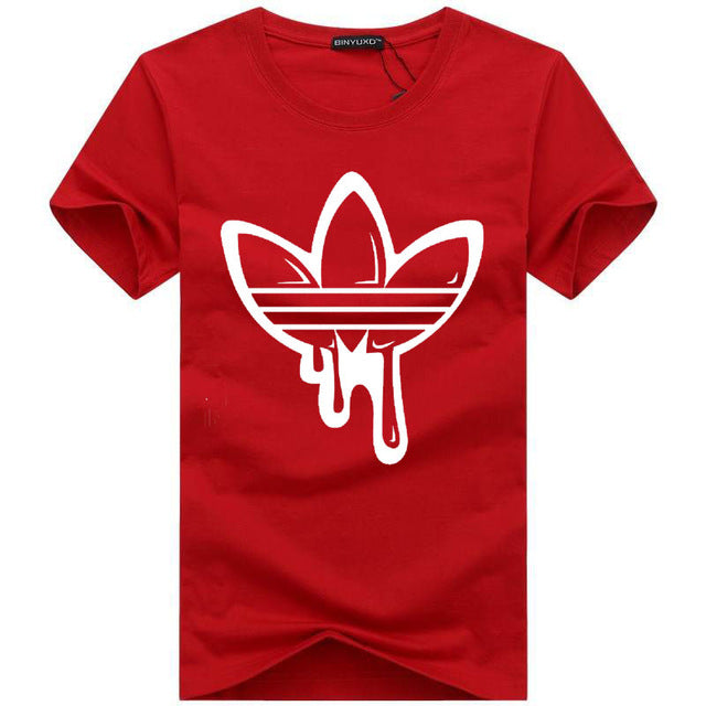 2018 New Summer Cotton Funny T Shirts Short sleeves T-shirt Men Fashion Tide brand Print Red T shirt Men Tops Tees Men's T-shirt