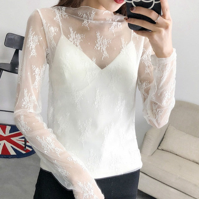 Ruoru Women Sexy Harajuku Mesh Net See Through T Shirt Hollow Transparent Undershirt Star Base Top Camisas Femininas Clubwear