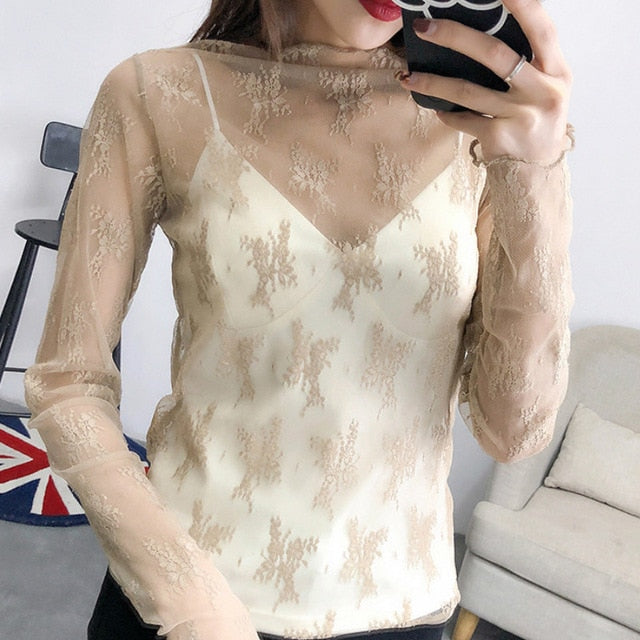 Ruoru Women Sexy Harajuku Mesh Net See Through T Shirt Hollow Transparent Undershirt Star Base Top Camisas Femininas Clubwear