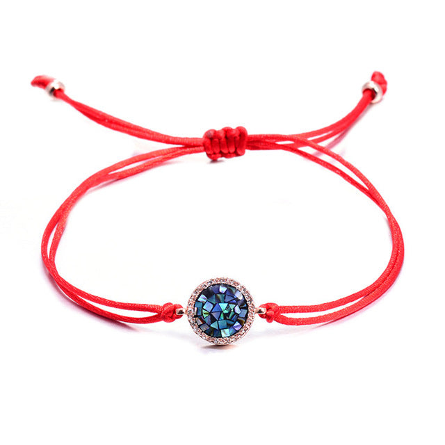 VEKNO Colorful Natural Gravel Shell Round Charm Red Rope Thread String braided Chakra Bracelets Men Women hombres mujer pulseira