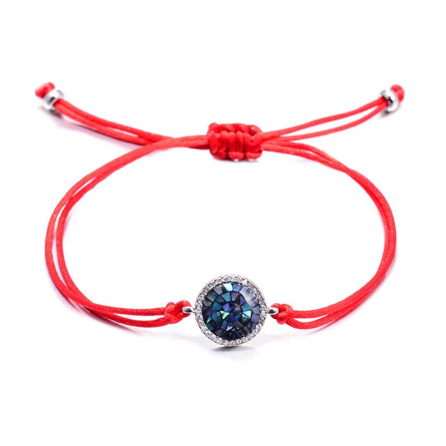 VEKNO Colorful Natural Gravel Shell Round Charm Red Rope Thread String braided Chakra Bracelets Men Women hombres mujer pulseira