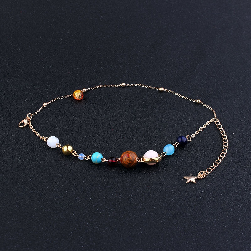 Universe Galaxy the Eight Planets Solar System Beads Bracelet Energy Star Natural Stone Chain Bracelet Bangle for Women Gift