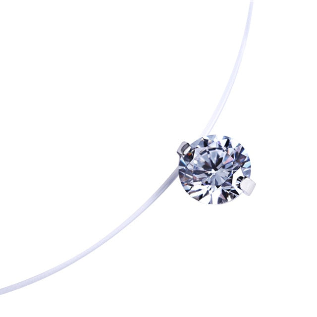 Fashion Zircon Pendant Necklace Invisible Fishing Line Necklace for Women Jewelry Decoration