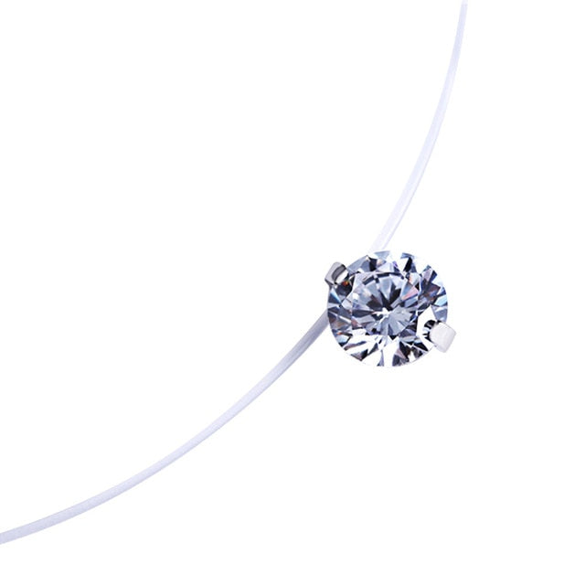 Fashion Zircon Pendant Necklace Invisible Fishing Line Necklace for Women Jewelry Decoration