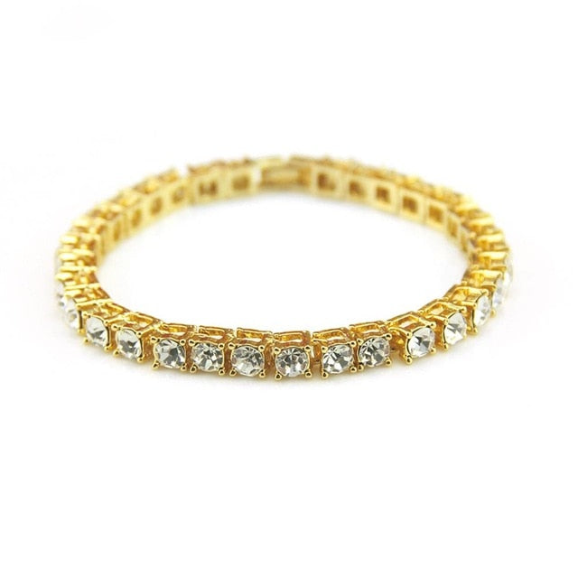 Hip hop Bling Iced Out Cubic Zirconia Bracelet Tennis Chain Bracelets Women Men 1 Row CZ Link Chain Jewelry Gold Silver Black