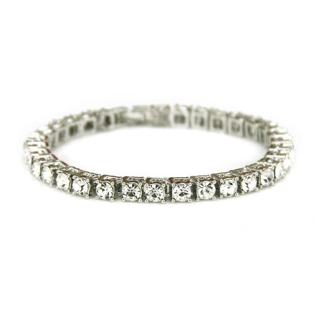 Hip hop Bling Iced Out Cubic Zirconia Bracelet Tennis Chain Bracelets Women Men 1 Row CZ Link Chain Jewelry Gold Silver Black