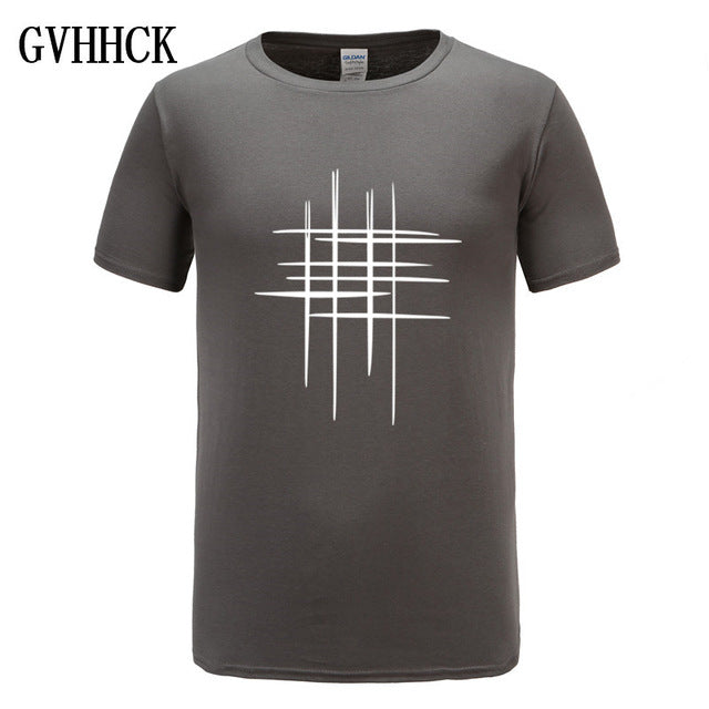 Simple creative design line cross Print cotton T Shirts Men's New Arrival Summer Style Short Sleeve Men t-shirt Free shipping