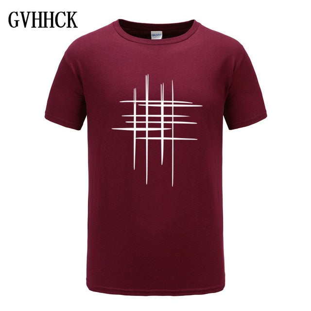 Simple creative design line cross Print cotton T Shirts Men's New Arrival Summer Style Short Sleeve Men t-shirt Free shipping