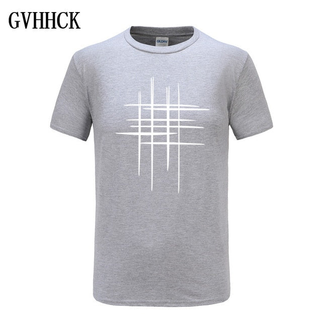 Simple creative design line cross Print cotton T Shirts Men's New Arrival Summer Style Short Sleeve Men t-shirt Free shipping