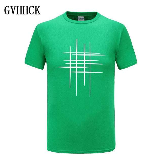 Simple creative design line cross Print cotton T Shirts Men's New Arrival Summer Style Short Sleeve Men t-shirt Free shipping