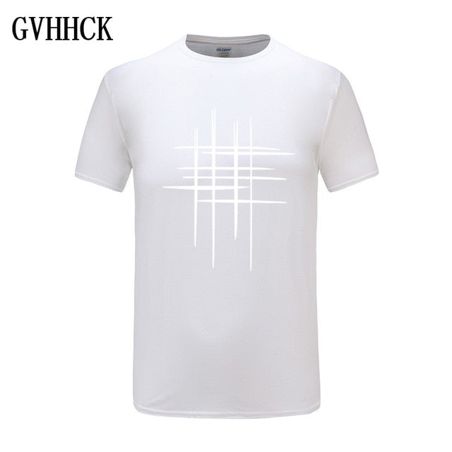 Simple creative design line cross Print cotton T Shirts Men's New Arrival Summer Style Short Sleeve Men t-shirt Free shipping