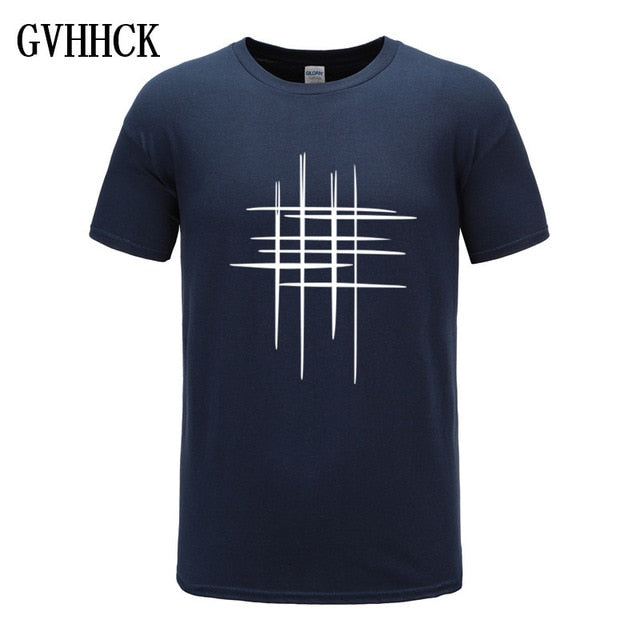 Simple creative design line cross Print cotton T Shirts Men's New Arrival Summer Style Short Sleeve Men t-shirt Free shipping