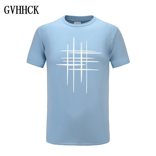 Simple creative design line cross Print cotton T Shirts Men's New Arrival Summer Style Short Sleeve Men t-shirt Free shipping