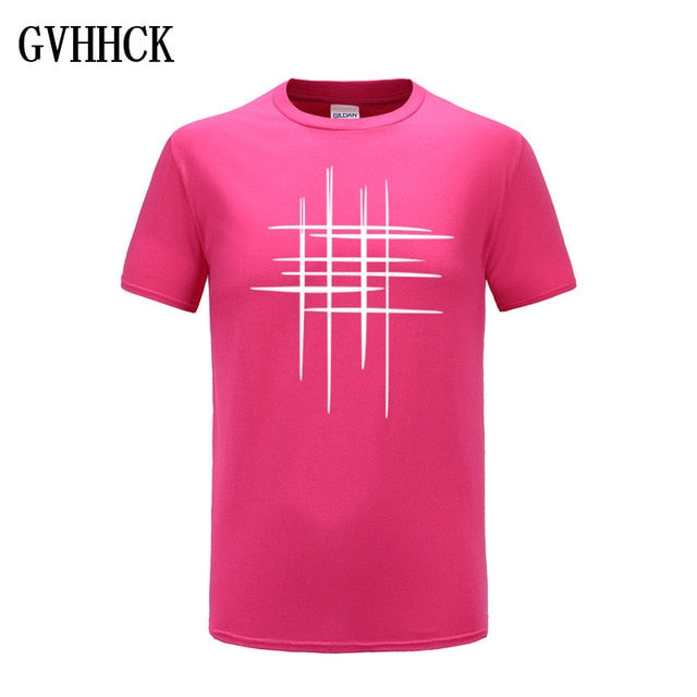 Simple creative design line cross Print cotton T Shirts Men's New Arrival Summer Style Short Sleeve Men t-shirt Free shipping