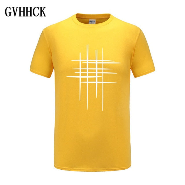 Simple creative design line cross Print cotton T Shirts Men's New Arrival Summer Style Short Sleeve Men t-shirt Free shipping