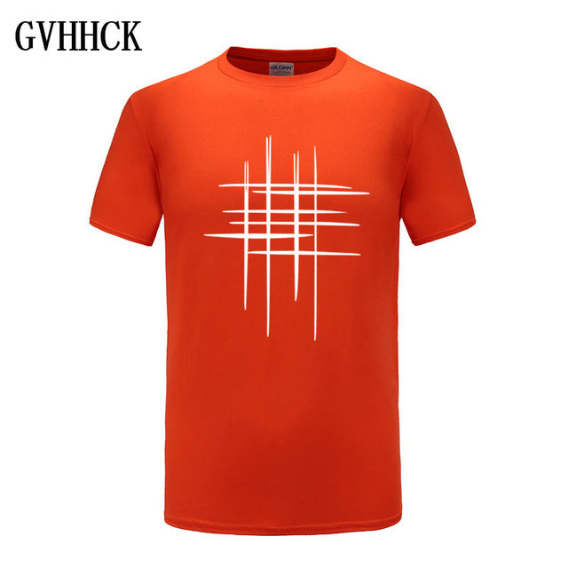 Simple creative design line cross Print cotton T Shirts Men's New Arrival Summer Style Short Sleeve Men t-shirt Free shipping