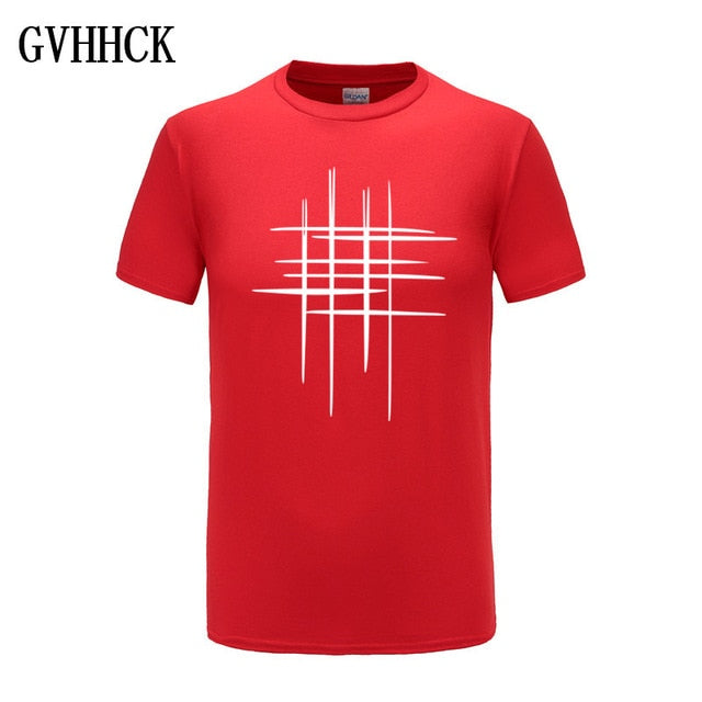 Simple creative design line cross Print cotton T Shirts Men's New Arrival Summer Style Short Sleeve Men t-shirt Free shipping