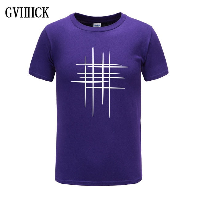 Simple creative design line cross Print cotton T Shirts Men's New Arrival Summer Style Short Sleeve Men t-shirt Free shipping