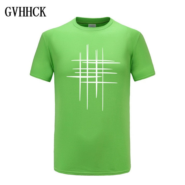 Simple creative design line cross Print cotton T Shirts Men's New Arrival Summer Style Short Sleeve Men t-shirt Free shipping