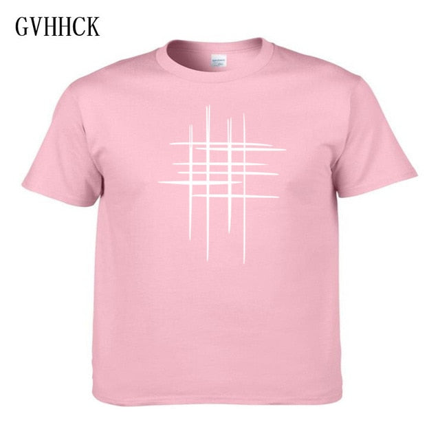 Simple creative design line cross Print cotton T Shirts Men's New Arrival Summer Style Short Sleeve Men t-shirt Free shipping