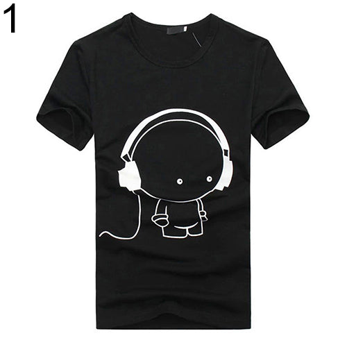 Arrival Men Summer Fashion Short Sleeve Cartoon Print T-Shirt Round Neck Slim Fit Top Fast Shipping