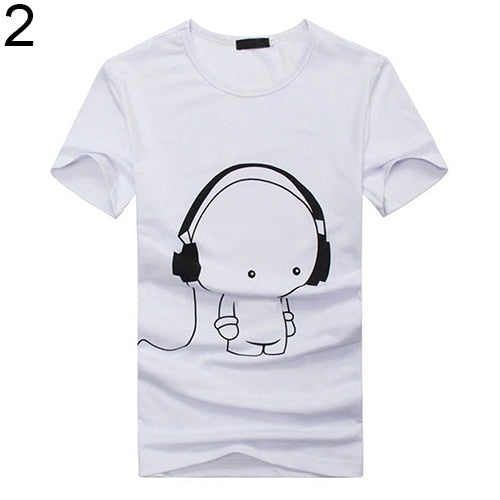 Arrival Men Summer Fashion Short Sleeve Cartoon Print T-Shirt Round Neck Slim Fit Top Fast Shipping