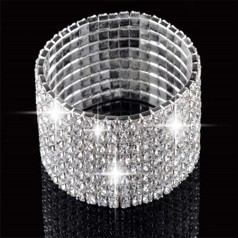 imixlot imixlot Hot Fashion 4/5/8 Rows Crystal Rhinestone Wedding Bridal Bracelet Bangle Bling Wristband Women Jewelry Free SHip