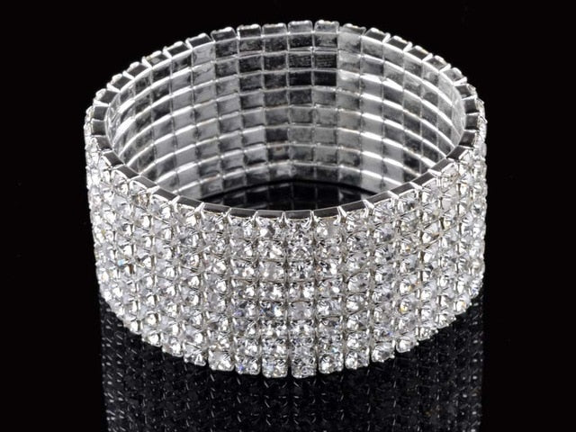 imixlot imixlot Hot Fashion 4/5/8 Rows Crystal Rhinestone Wedding Bridal Bracelet Bangle Bling Wristband Women Jewelry Free SHip