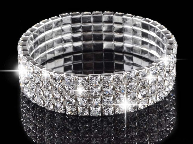 imixlot imixlot Hot Fashion 4/5/8 Rows Crystal Rhinestone Wedding Bridal Bracelet Bangle Bling Wristband Women Jewelry Free SHip