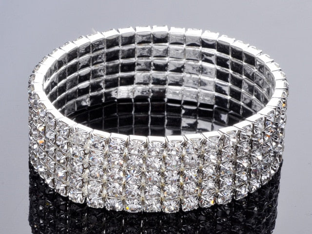imixlot imixlot Hot Fashion 4/5/8 Rows Crystal Rhinestone Wedding Bridal Bracelet Bangle Bling Wristband Women Jewelry Free SHip
