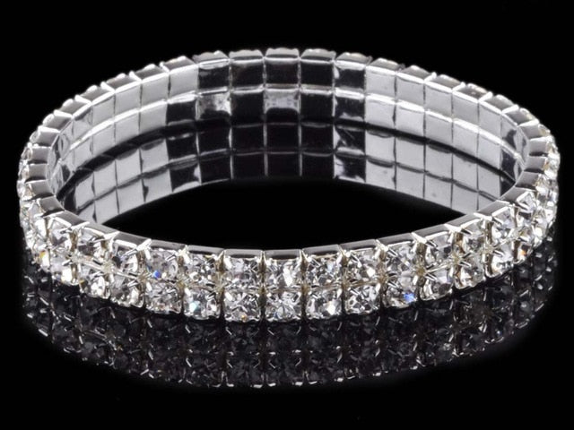 imixlot imixlot Hot Fashion 4/5/8 Rows Crystal Rhinestone Wedding Bridal Bracelet Bangle Bling Wristband Women Jewelry Free SHip