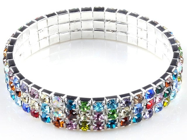 imixlot imixlot Hot Fashion 4/5/8 Rows Crystal Rhinestone Wedding Bridal Bracelet Bangle Bling Wristband Women Jewelry Free SHip