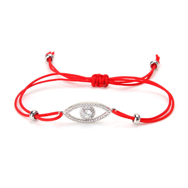 Alloy Zircon Evil Eye Angel Wings Anchor  Arrow Nameplate Charms Men Women Bracelets Red Rope Strings Thread Braid Charm Lucky B