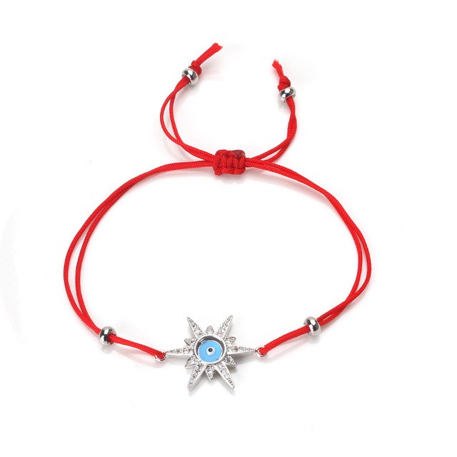 Alloy Zircon Evil Eye Angel Wings Anchor  Arrow Nameplate Charms Men Women Bracelets Red Rope Strings Thread Braid Charm Lucky B