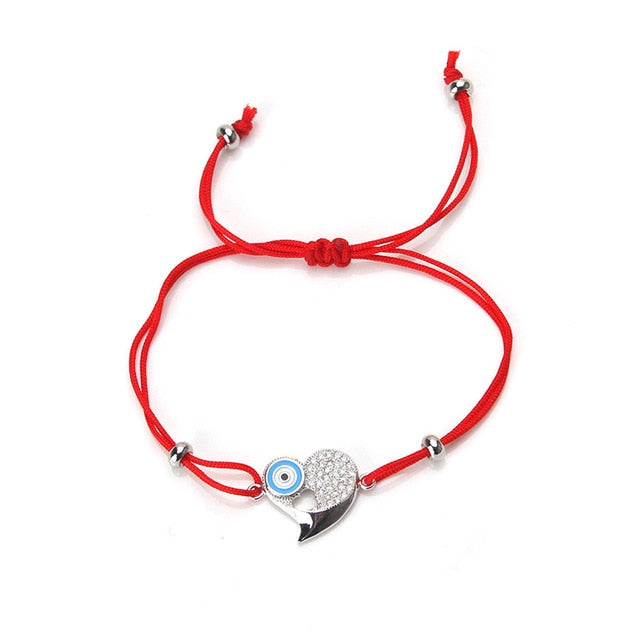 Alloy Zircon Evil Eye Angel Wings Anchor  Arrow Nameplate Charms Men Women Bracelets Red Rope Strings Thread Braid Charm Lucky B