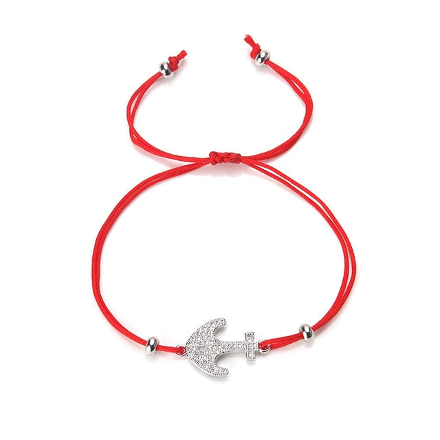 Alloy Zircon Evil Eye Angel Wings Anchor  Arrow Nameplate Charms Men Women Bracelets Red Rope Strings Thread Braid Charm Lucky B