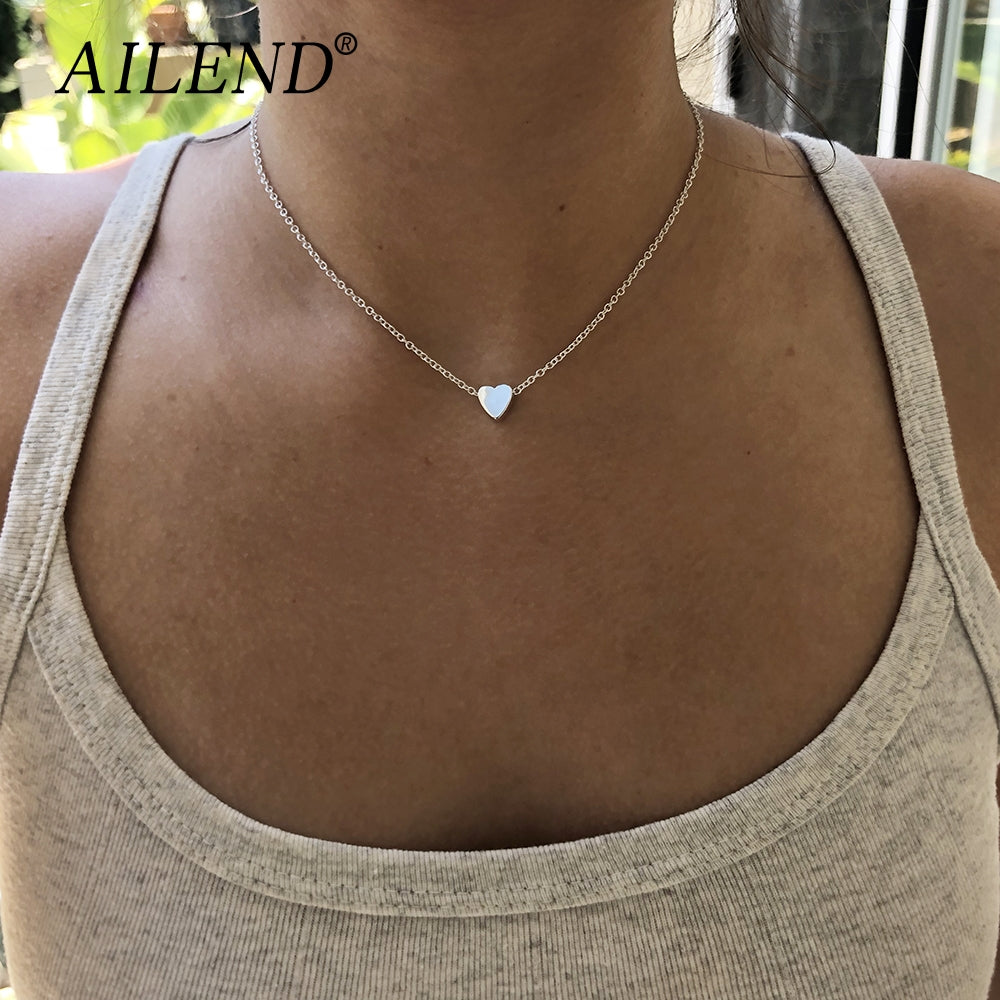 Small heart choker Necklace for women gold silver chain Smalll love NECKLACE PENDANT in collar Bohemian Chocker necklace jewelry