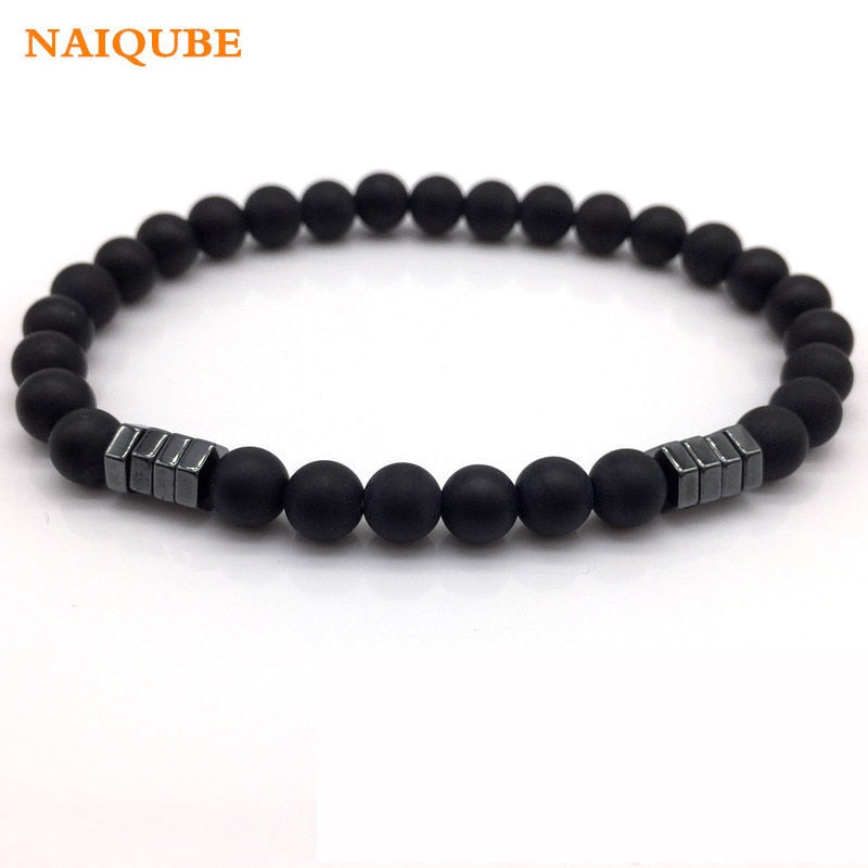 NAIQUBE 2018 New Fashion Geometric Beaded Men Bracelets Simple Classic Stone Bead Charm Bracelets & Bangles For Men Jewelry Gift