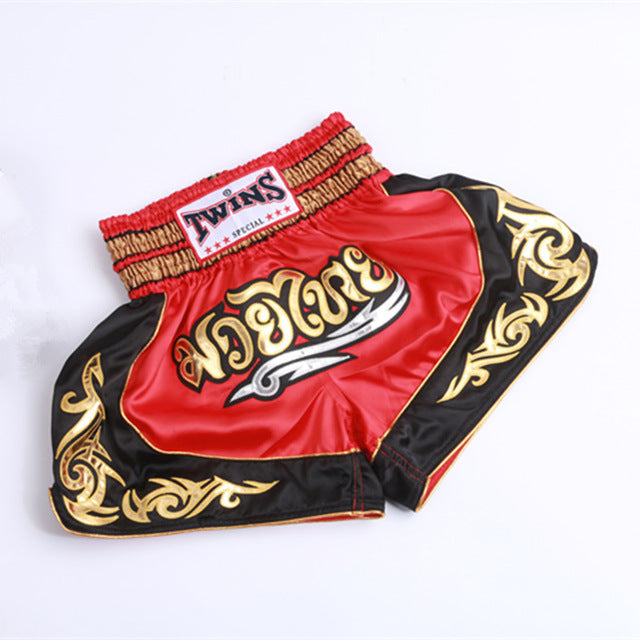 Men's Printing MMA Boxing Short Grappling Martial Arts Muay Thai Trunks Kick Boxing Fight Breathable Adult Soft Pants Black Boxe