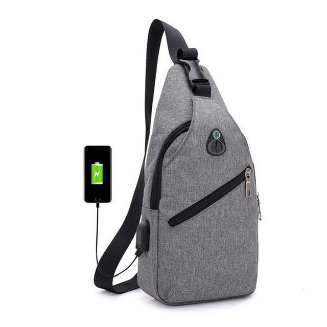 Laamei Men Crossbody Bags Messenger Leather Shoulder Bags Chest Bag USB With Headphone Hole Designer Package Back Pack