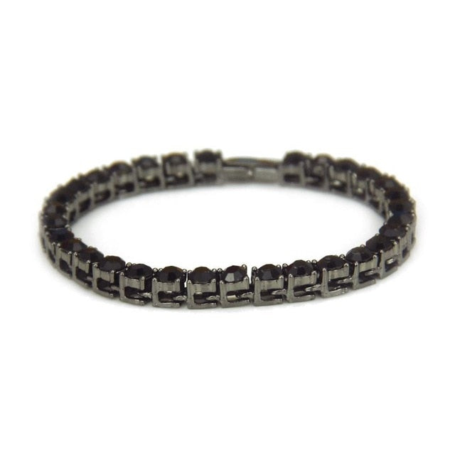 Hip Hop Bling Iced Out Cubic Zirconia Bracelet Tennis Chain Bracelets Women Men 1 Row 5mm Link Chain Jewelry Gold Silver Black