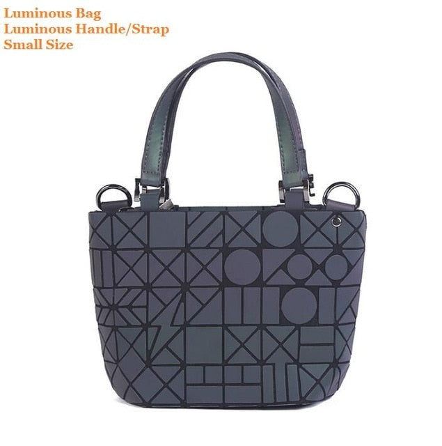Japan Bao Drop Shipping Luminous Bag women's geometry lattic totes bag Chain Shoulder Bags Laser Plain Folding Handbags