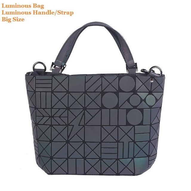 Japan Bao Drop Shipping Luminous Bag women's geometry lattic totes bag Chain Shoulder Bags Laser Plain Folding Handbags