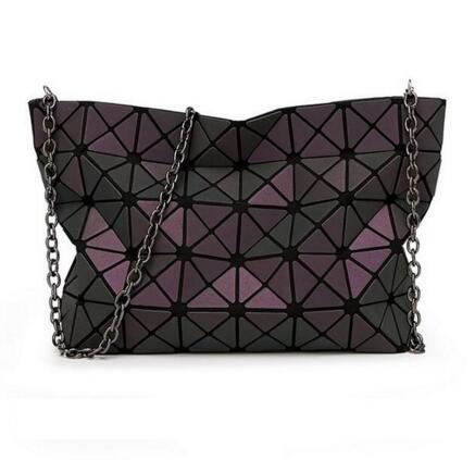 Japan Bao Drop Shipping Luminous Bag women's geometry lattic totes bag Chain Shoulder Bags Laser Plain Folding Handbags