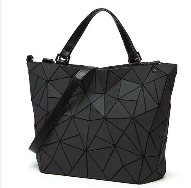 Japan Bao Drop Shipping Luminous Bag women's geometry lattic totes bag Chain Shoulder Bags Laser Plain Folding Handbags