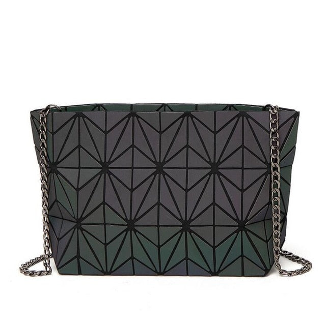 Japan Bao Drop Shipping Luminous Bag women's geometry lattic totes bag Chain Shoulder Bags Laser Plain Folding Handbags