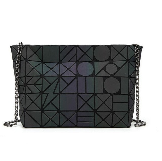 Japan Bao Drop Shipping Luminous Bag women's geometry lattic totes bag Chain Shoulder Bags Laser Plain Folding Handbags