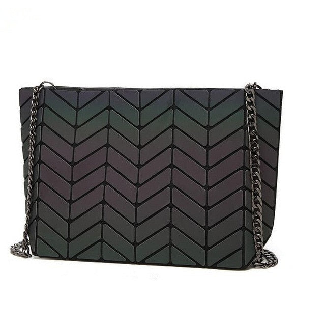 Japan Bao Drop Shipping Luminous Bag women's geometry lattic totes bag Chain Shoulder Bags Laser Plain Folding Handbags