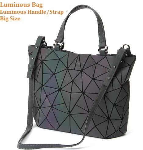 Japan Bao Drop Shipping Luminous Bag women's geometry lattic totes bag Chain Shoulder Bags Laser Plain Folding Handbags