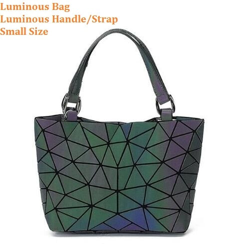 Japan Bao Drop Shipping Luminous Bag women's geometry lattic totes bag Chain Shoulder Bags Laser Plain Folding Handbags